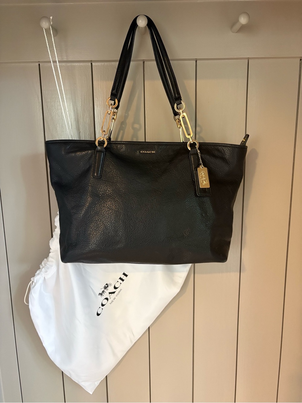 Coach Madison East West Black Leather Tote